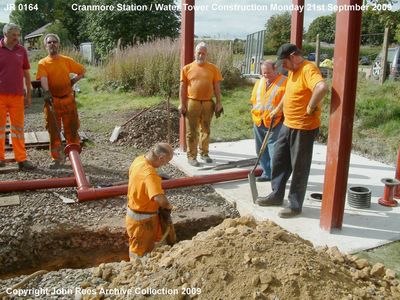 Ralph Lemon giving some practical advice to some of the railways PW workforce on the art of how to dig a hole! During construction of the new water tower Monday 21st Sept 2009.